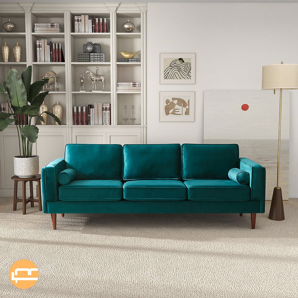 Fordham Teal Velvet Sofa - MidinMod