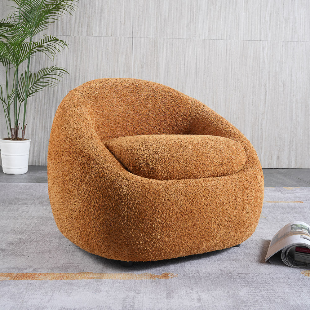Frisco Orange Boucle Lounge Chair