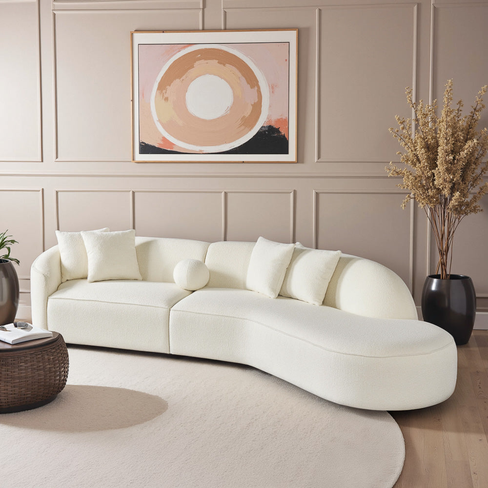 Galleria White Boucle Sectional Sofa XL