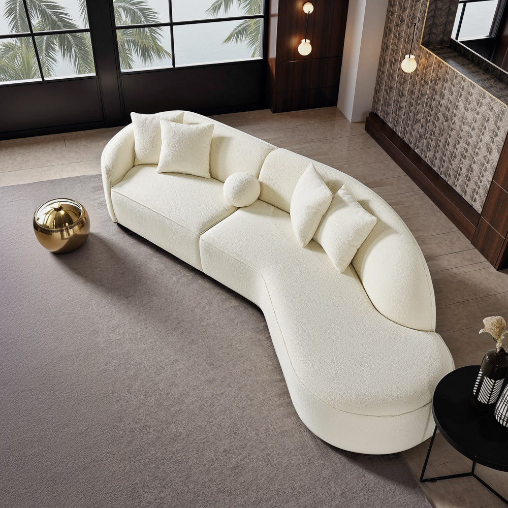 Galleria White Boucle Sectional Sofa XL