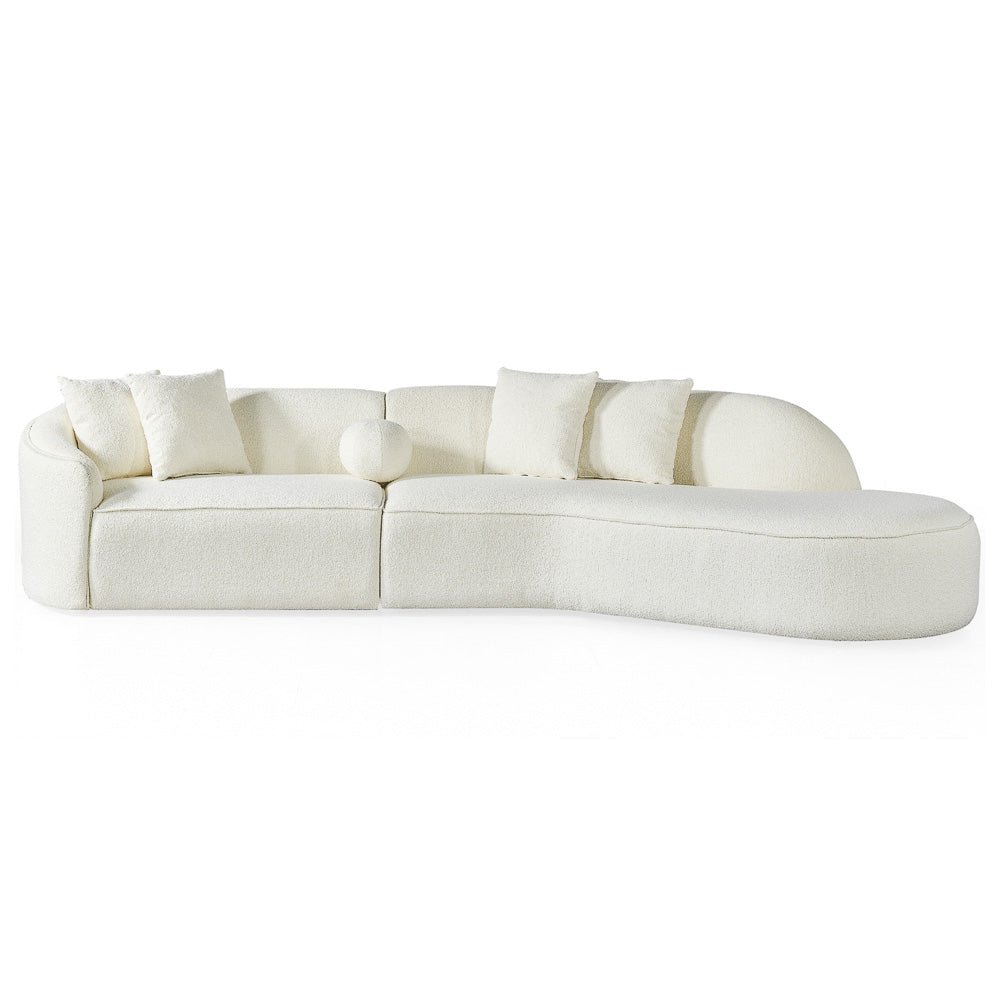 Galleria White Boucle Sectional Sofa XL