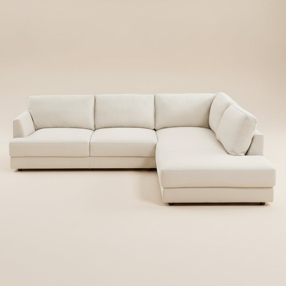Glendale Modern Cream Top-Grain Leather Sectional Sofa | MidinMod