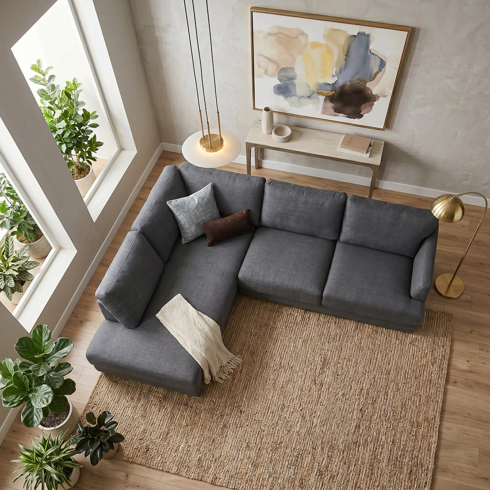 Glendale Grey Fabric L-Shaped Sectional Sofa & Chaise | MidinMod