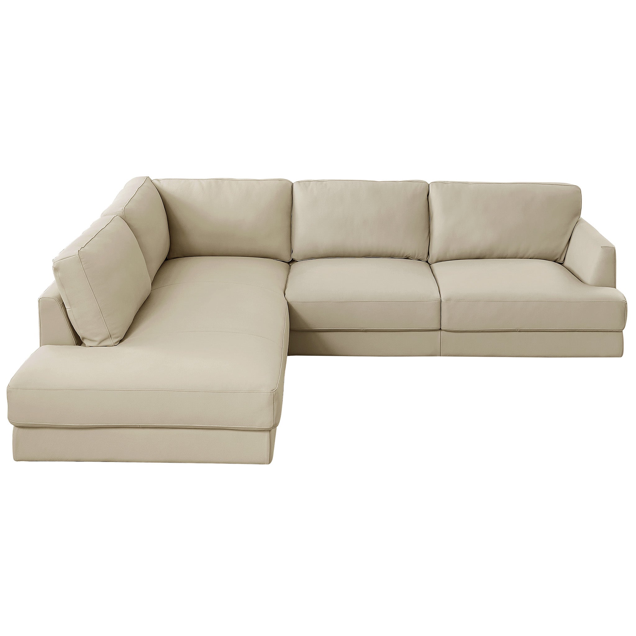 Glendale Cream Real Leather Left-Facing Sectional | MidinMod
