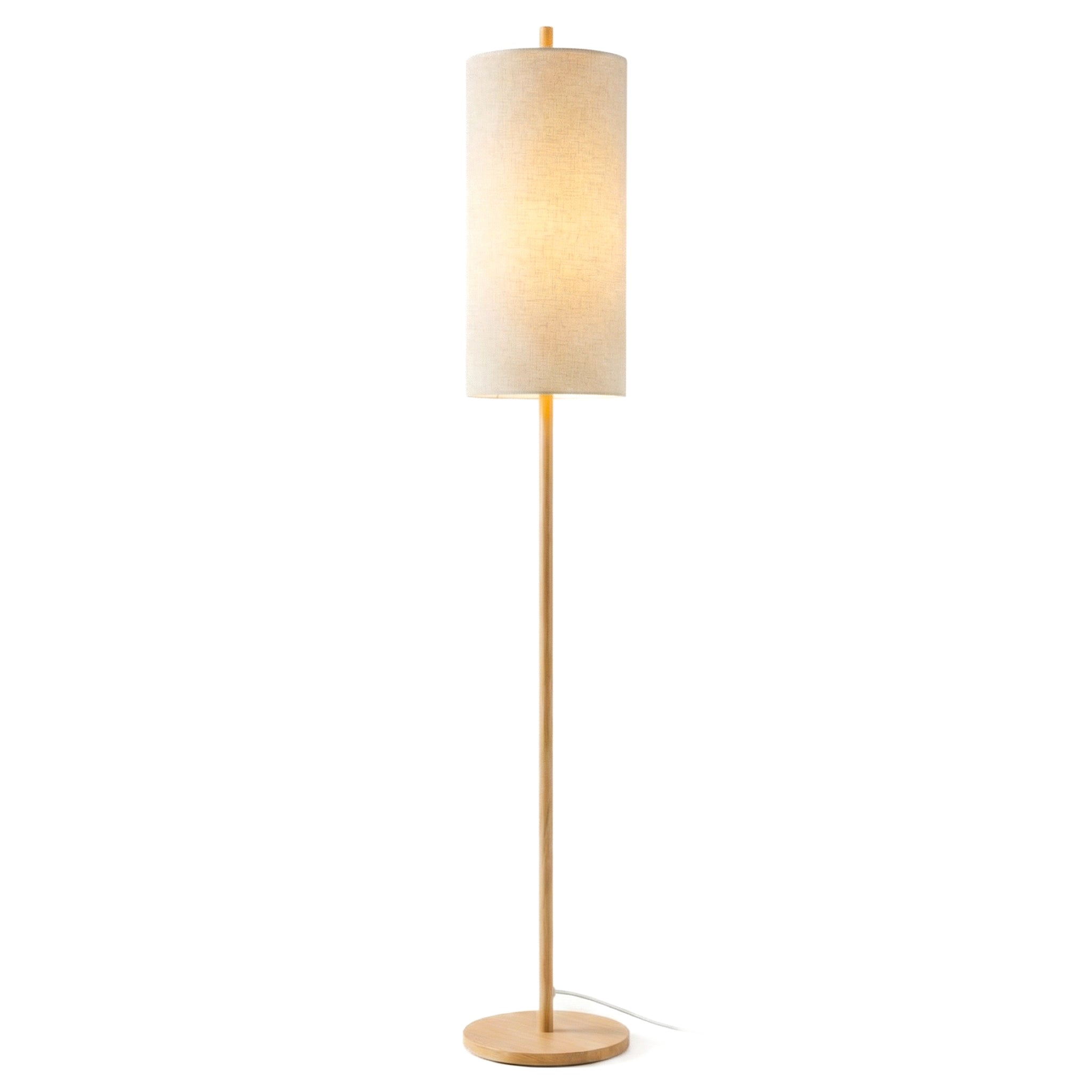 Glimmer Oak and Natural Floor Lamp with Woven Paper Rattan Shade | MidinMod
