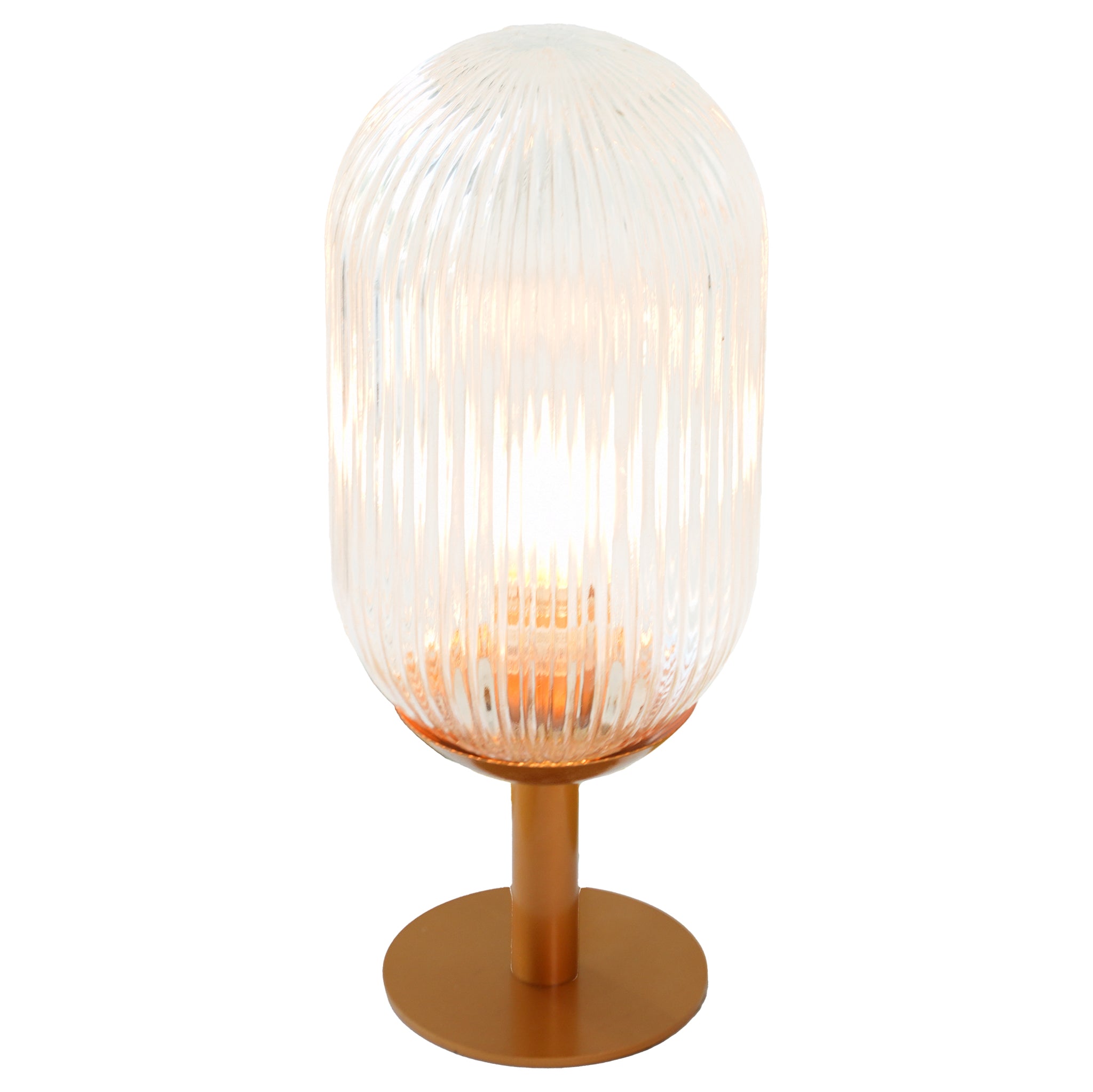 Glow Bronze Ribbed Clear Glass Table Lamp