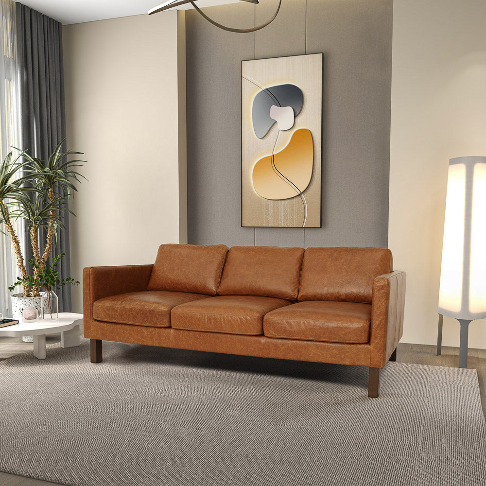 Granada Waxy Cognac Leather Sofa - MidinMod