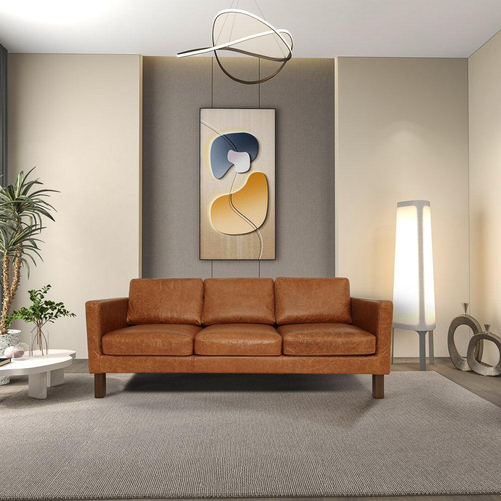 Granada Waxy Cognac Leather Sofa - MidinMod