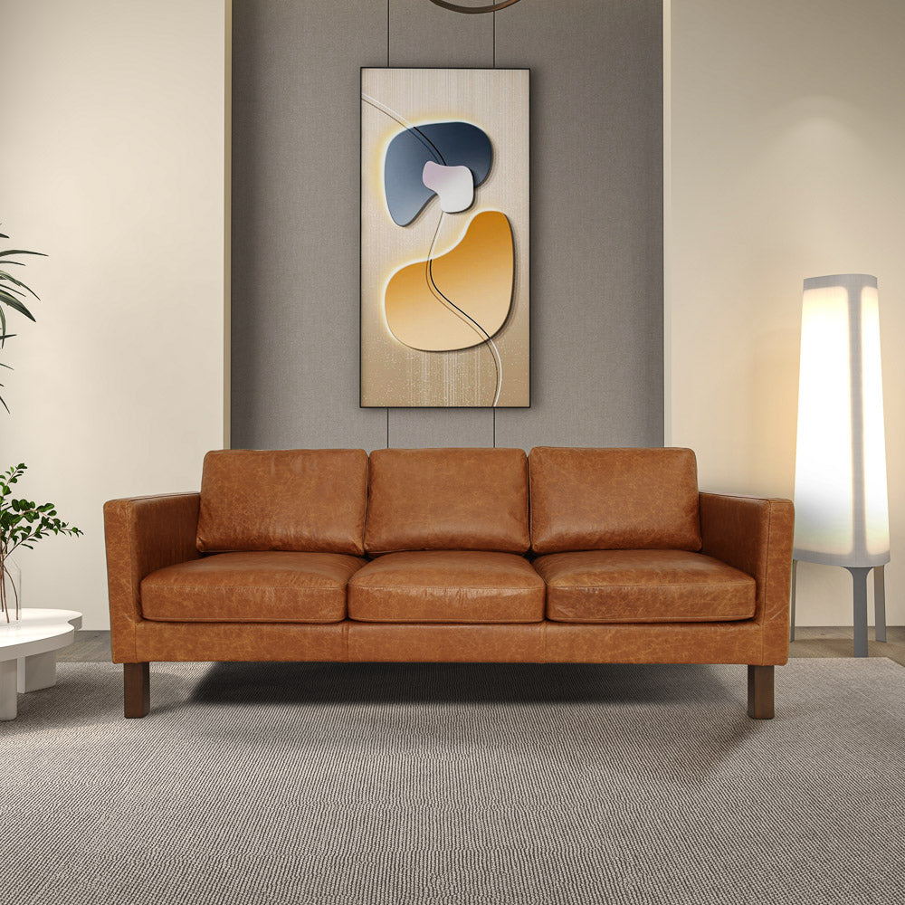 Granada Waxy Cognac Leather Sofa - MidinMod