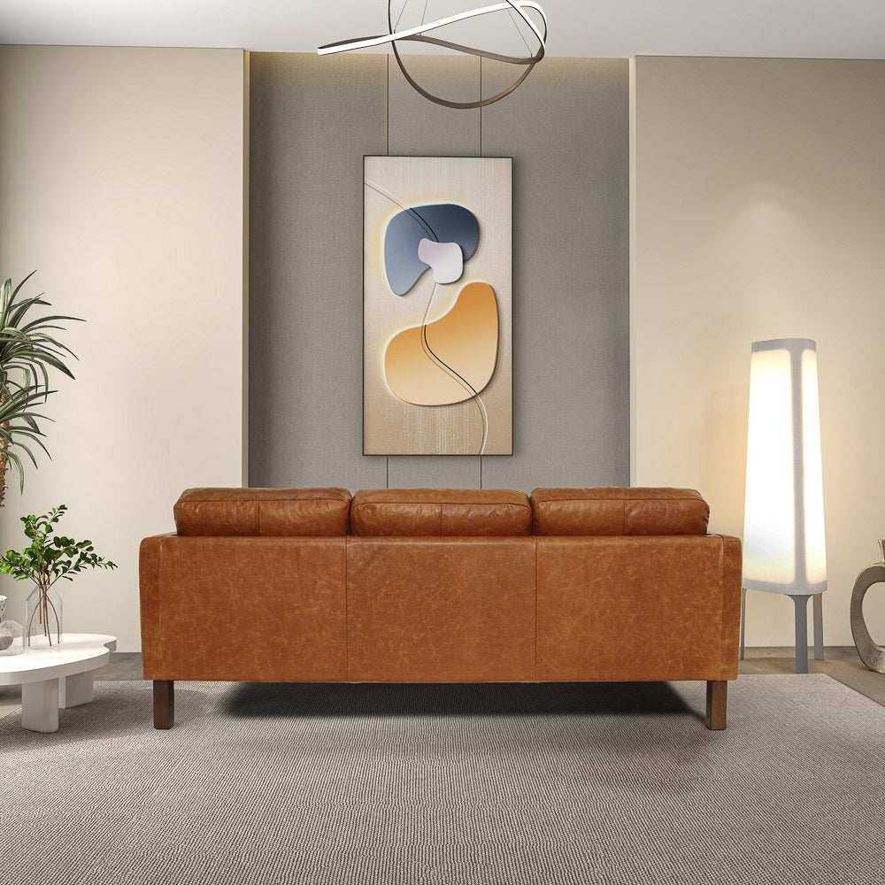 Granada Waxy Cognac Leather Sofa - MidinMod