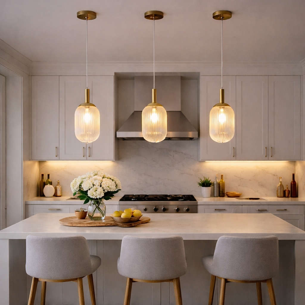 Halo Pendant Lamp | Gold-Painted Metal & Clear Glass | MidinMod