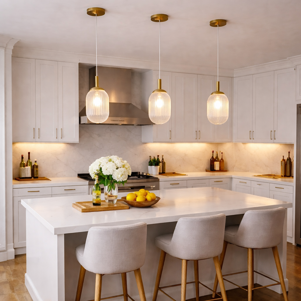 Halo Pendant Lamp | Gold-Painted Metal & Clear Glass | MidinMod