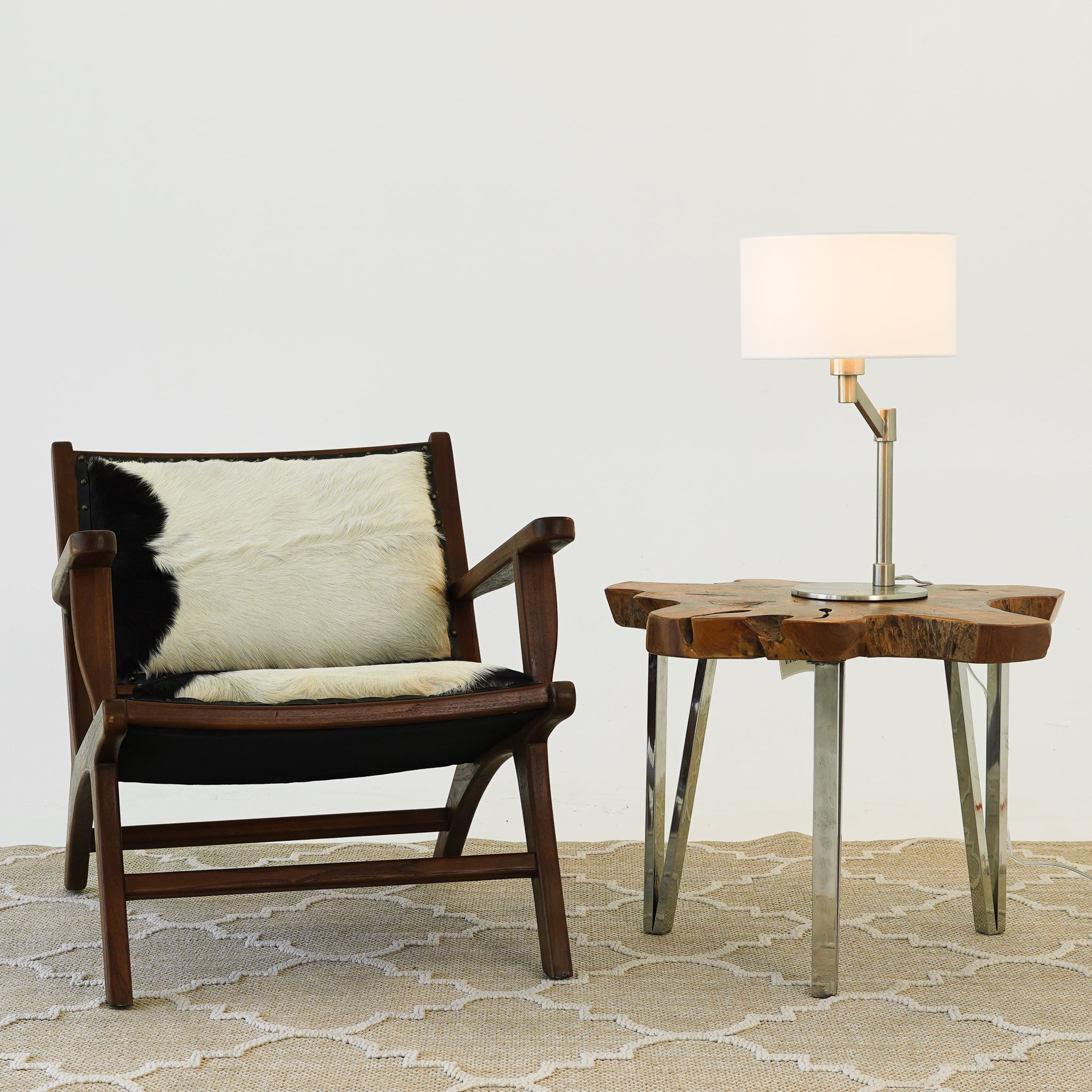 Horizon Brushed Nickel Table Lamp with On/Off Switch Metal Base Polyester Shade