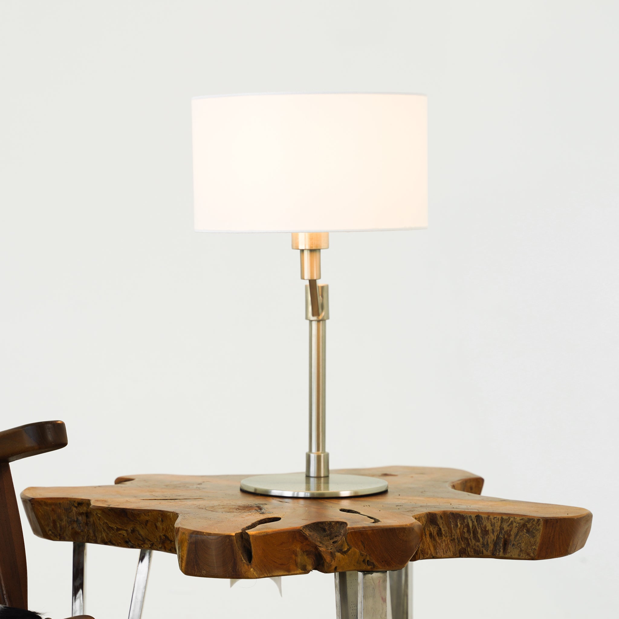 Horizon Brushed Nickel Table Lamp with On/Off Switch Metal Base Polyester Shade