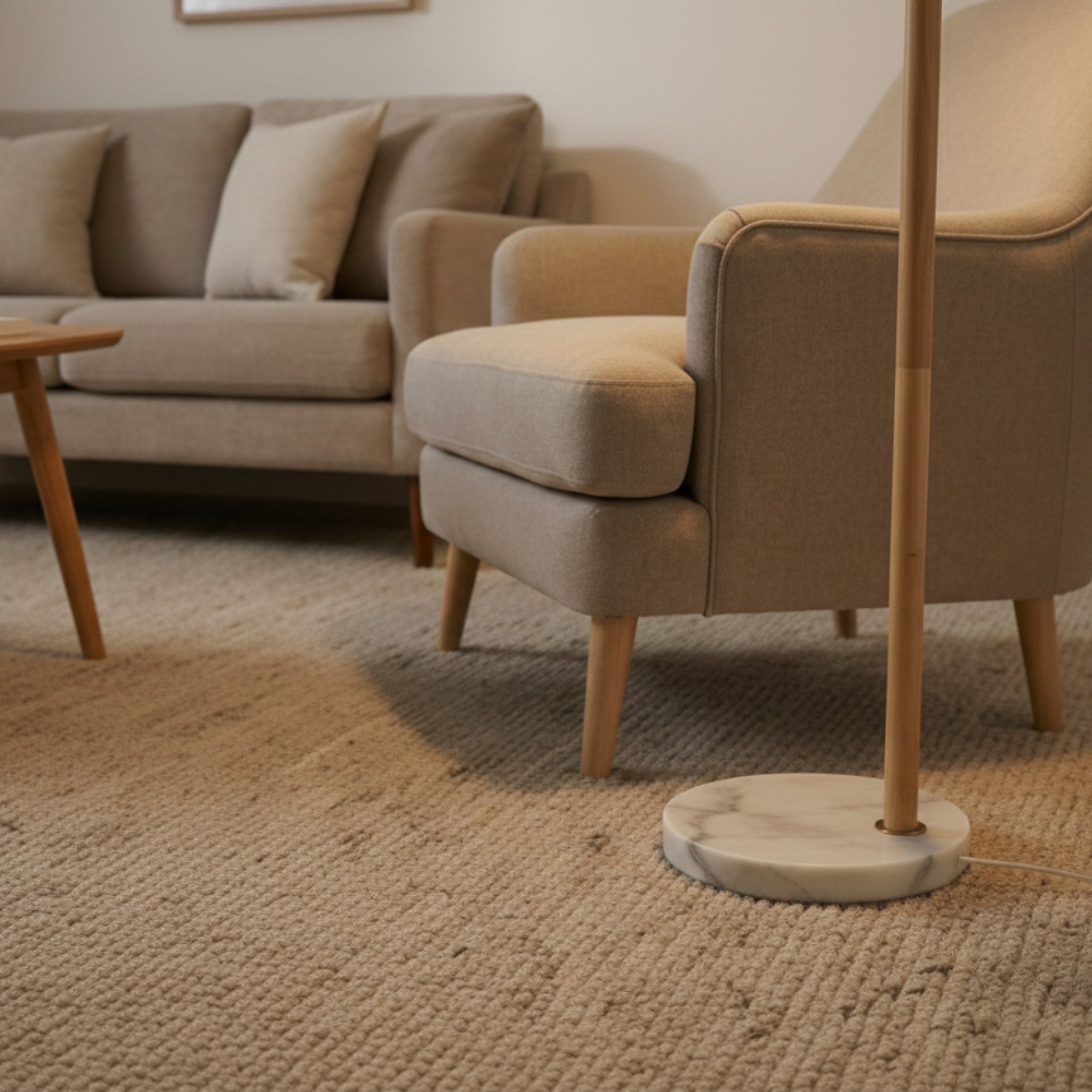 Icarus Arched Brass Floor Lamp with White Marble Base and Glass Globe | MidinMod