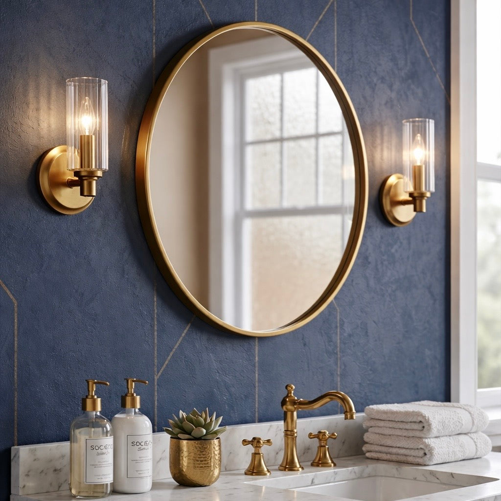 Jardin Single Light Wall Sconce | Satin Brass & Ribbed Glass | MidinMod