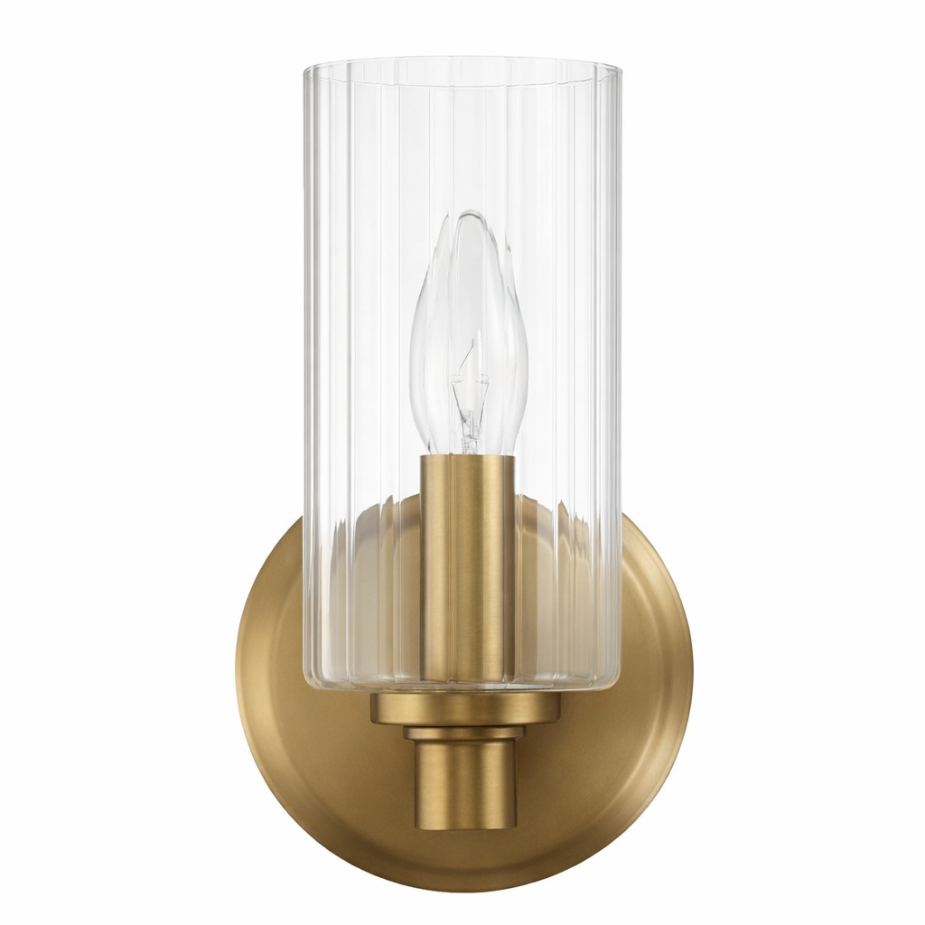 Jardin Single Light Wall Sconce | Satin Brass & Ribbed Glass | MidinMod