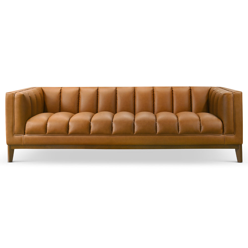 Jersey Cognac Vegan Leather Sofa - Midinmod