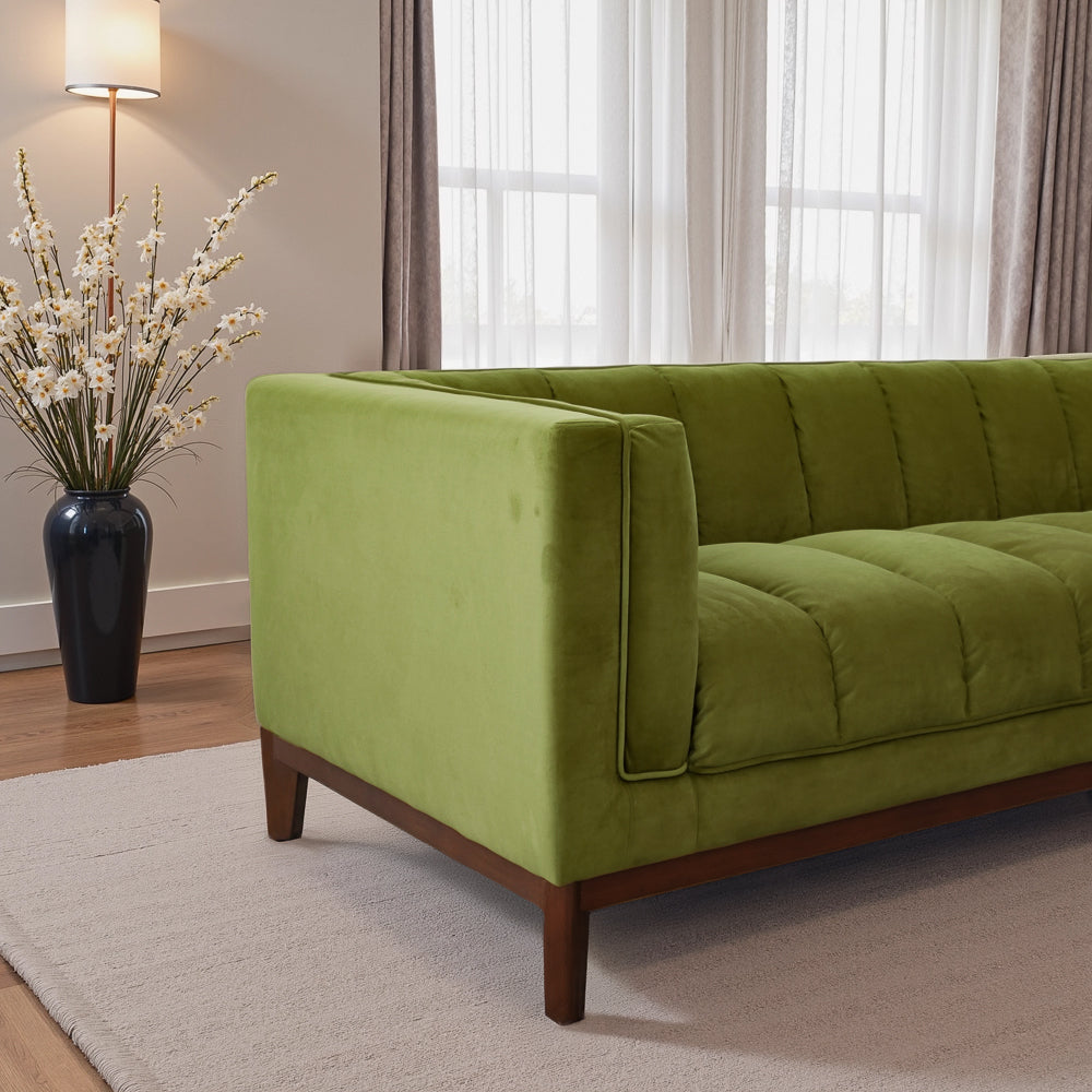 Jersey Olive Green Velvet Sofa - MidinMod