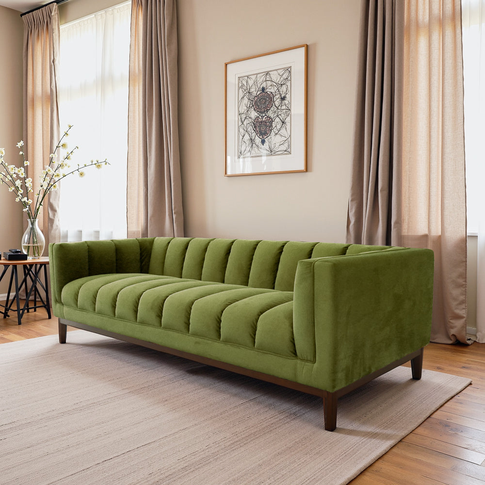 Jersey Olive Green Velvet Sofa - MidinMod