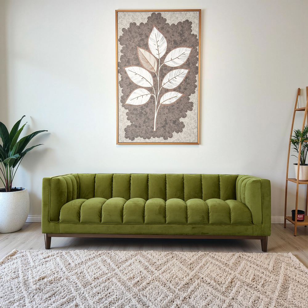 Jersey Olive Green Velvet Sofa - MidinMod