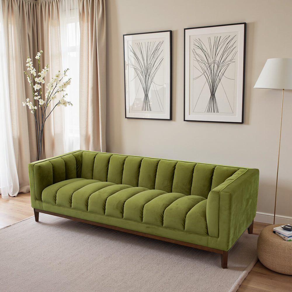 Jersey Olive Green Velvet Sofa - MidinMod