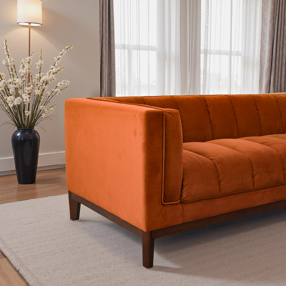 Jersey Orange Velvet Sofa - MidinMod