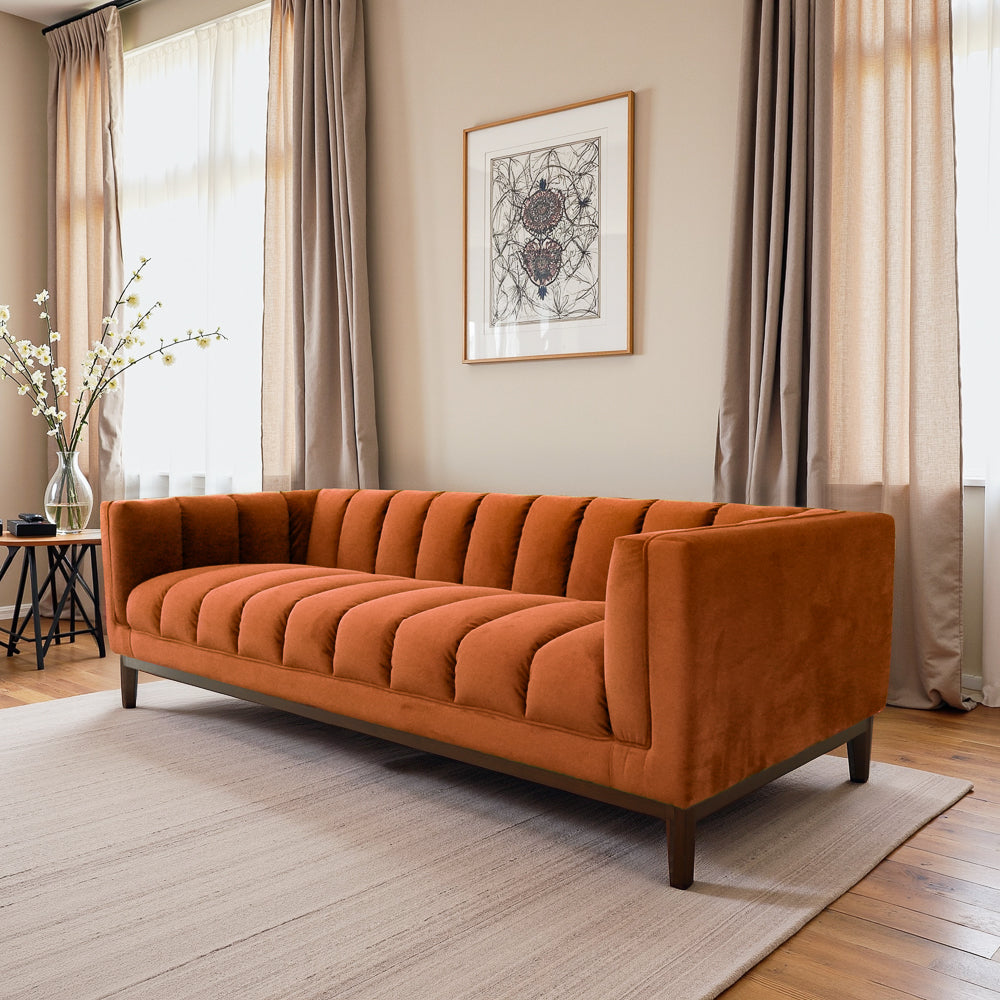 Jersey Orange Velvet Sofa - MidinMod
