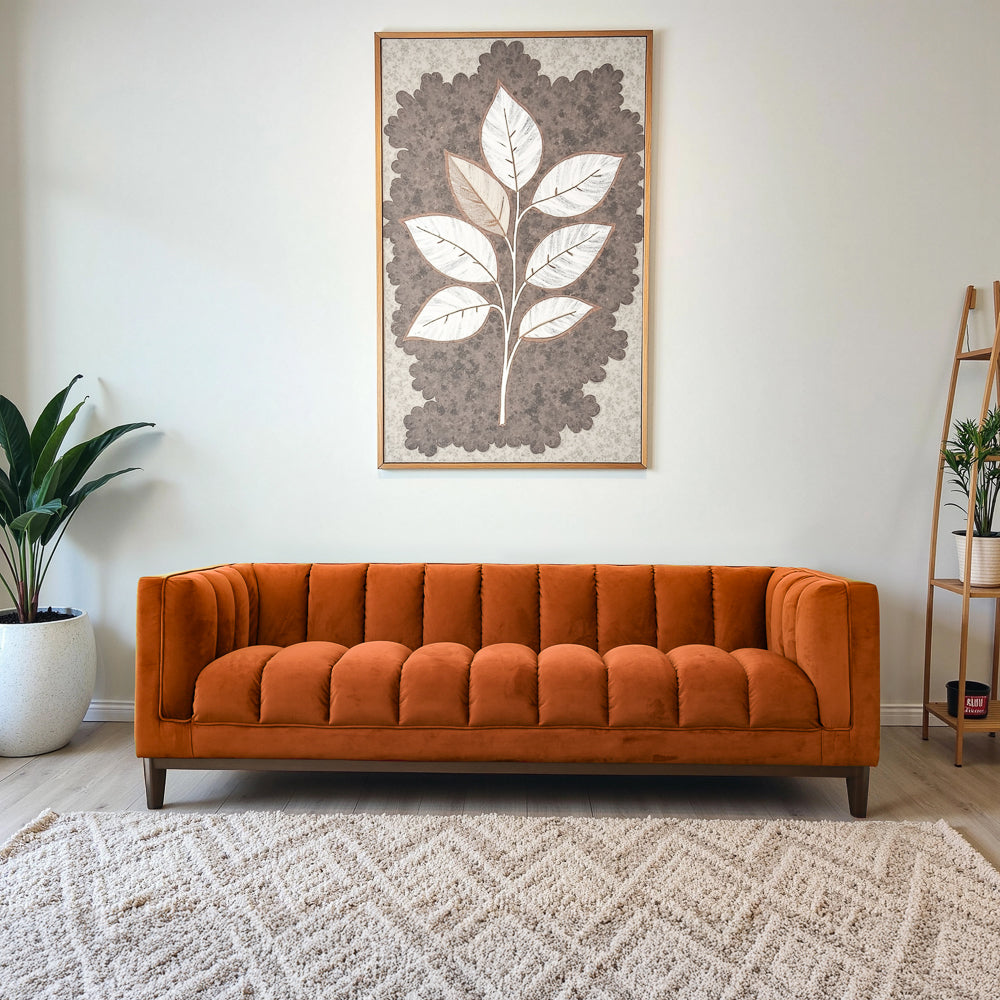 Jersey Orange Velvet Sofa - MidinMod