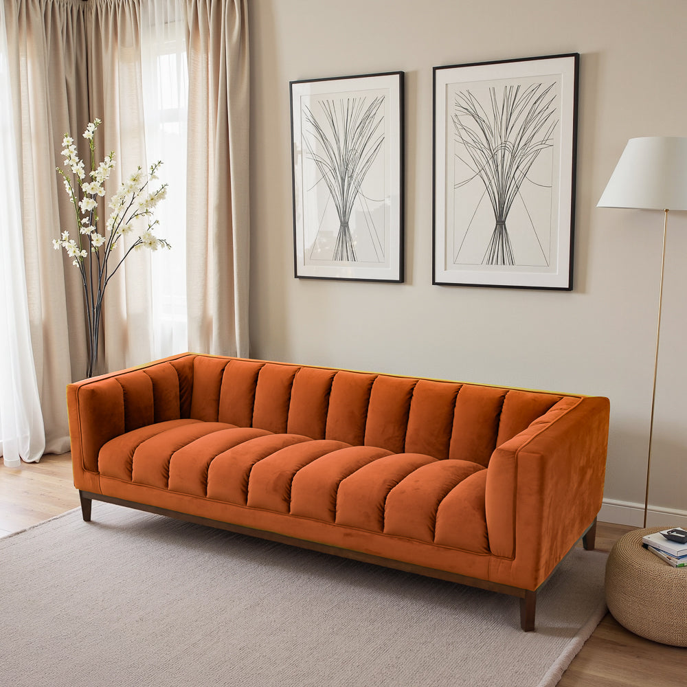 Jersey Orange Velvet Sofa - MidinMod