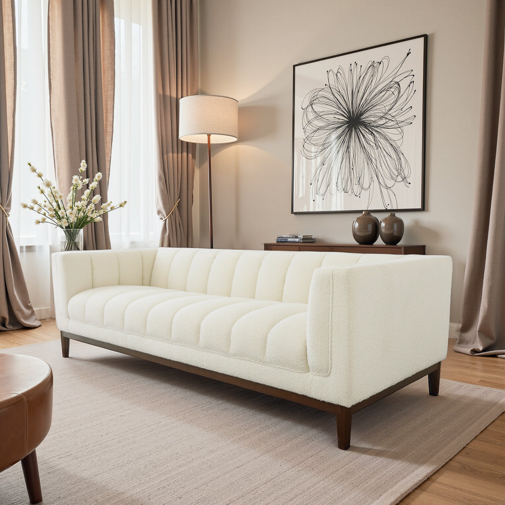 Jersey White Boucle Sofa - MidinMod