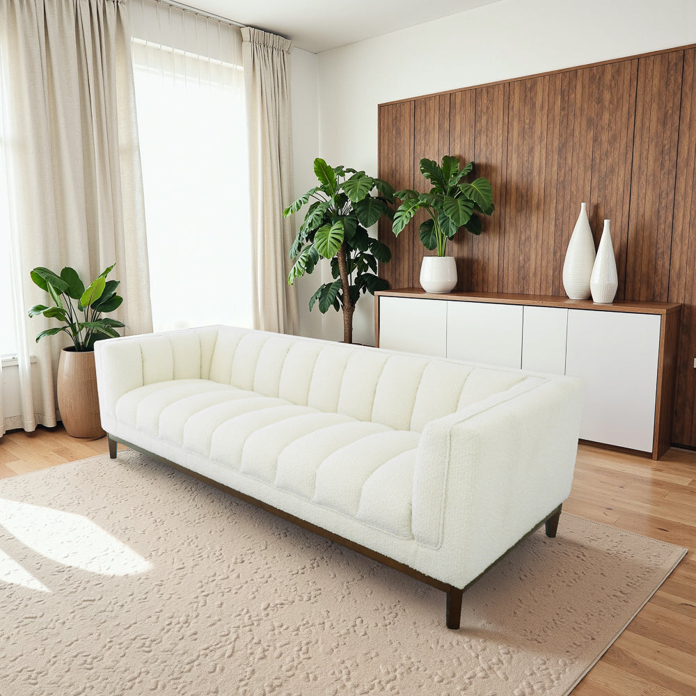 Jersey White Boucle Sofa - MidinMod