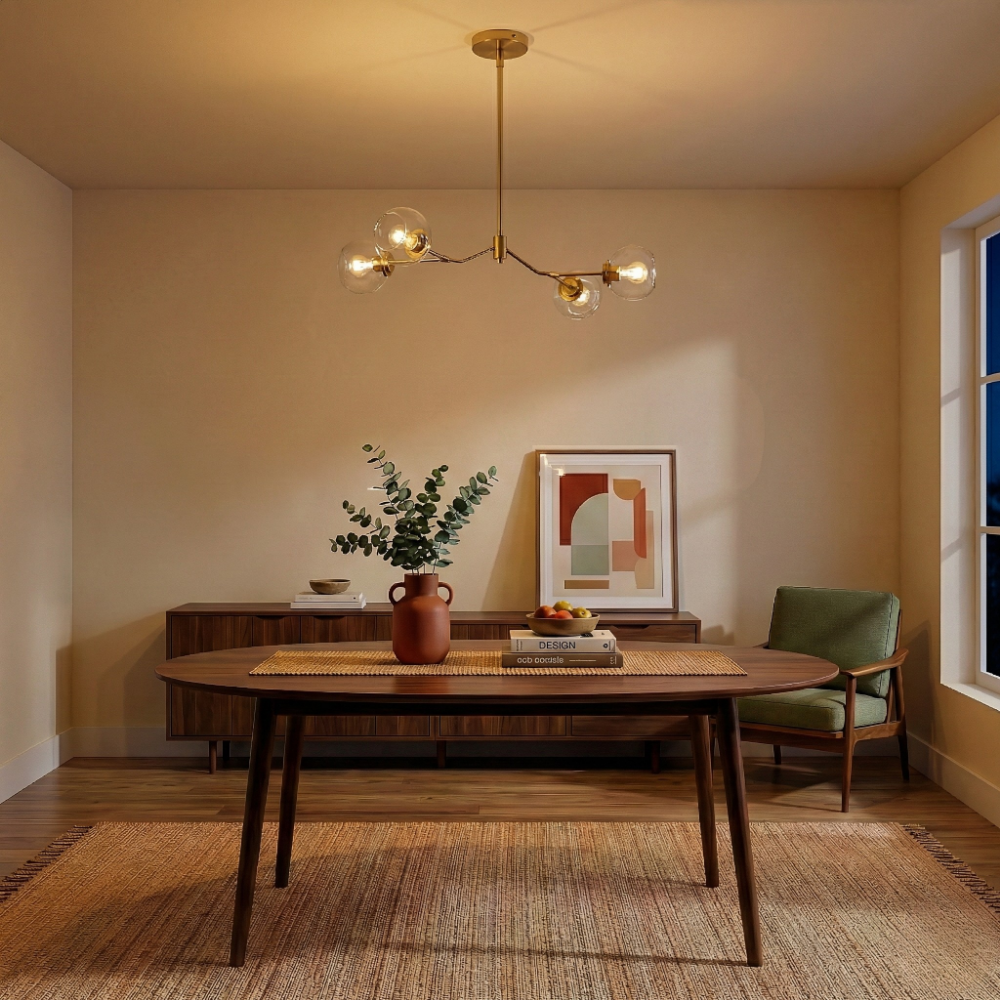 Jewel 4-Light Modern Farmhouse Chandelier | 36" Linear Hanging Fixture | MidinMod