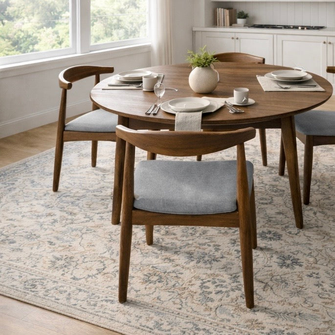 Juliet Grey Fabric Dining Chair Set | Danish-Inspired Mid-Century Design | MidinMod
