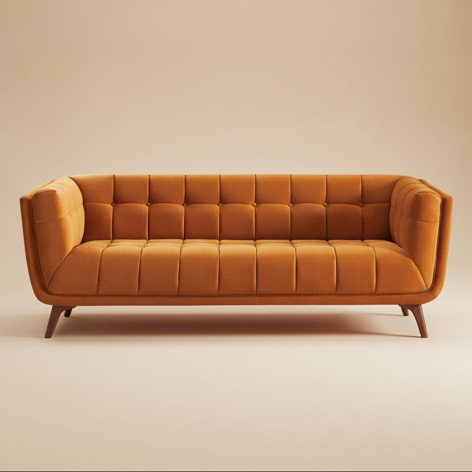 Kano Burnt Orange Velvet Large Sofa - MidinMod