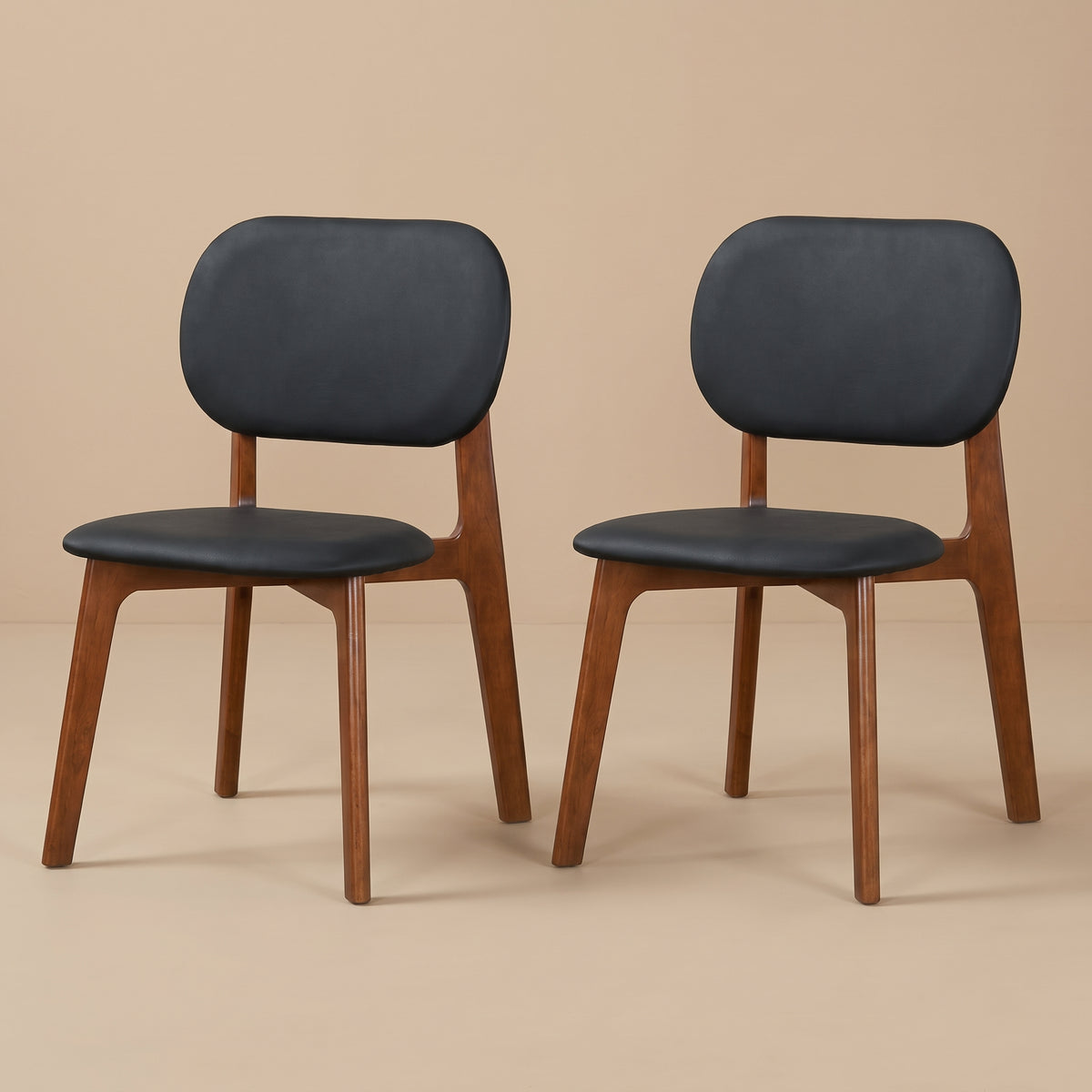 Kinsey Modern Black Vegan Leather Dining Chairs | Set of 2 | MidinMod