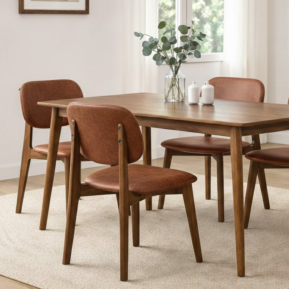 Kinsey Modern Brown Vegan Leather Dining Chairs | Set of 2 | MidinMod