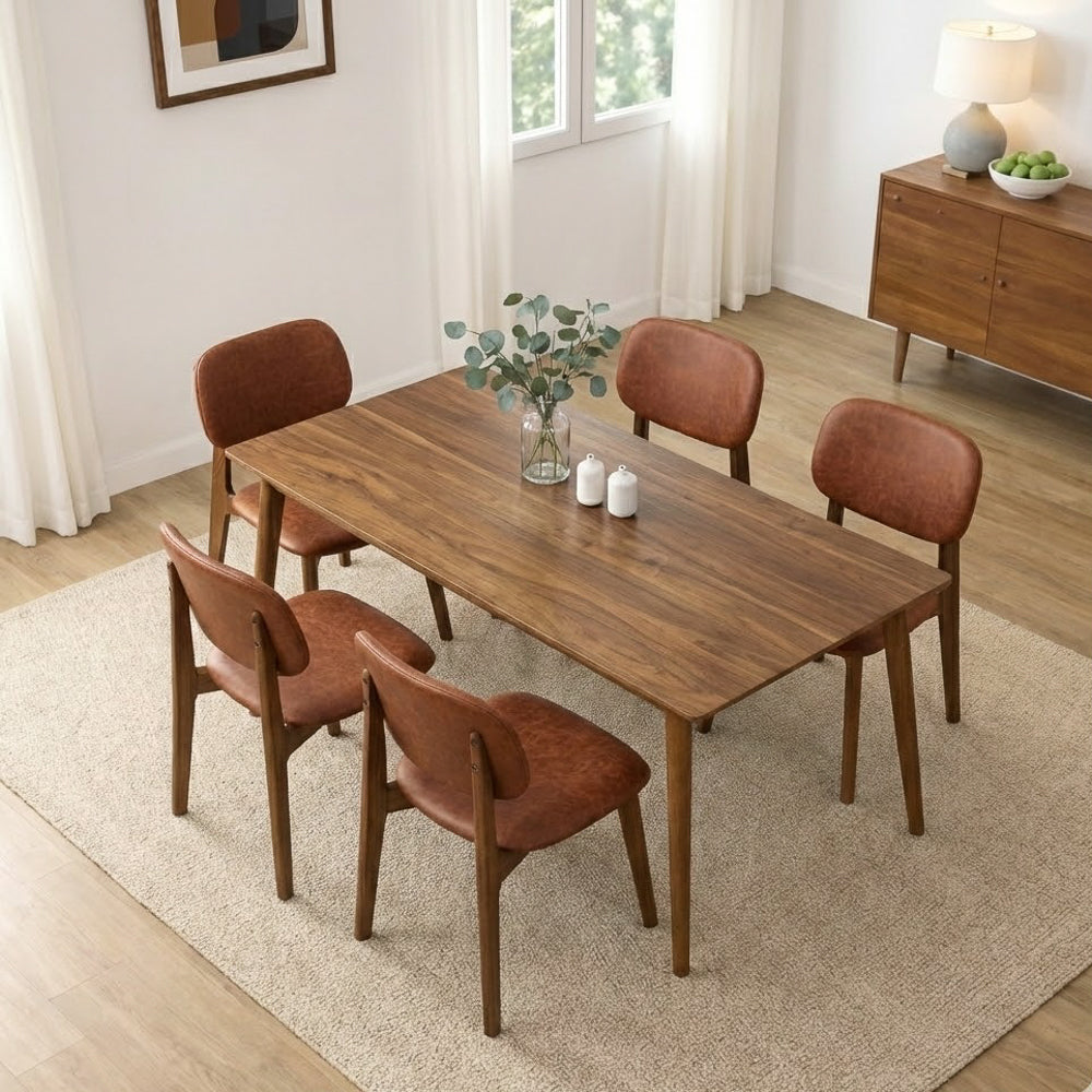 Kinsey Modern Brown Vegan Leather Dining Chairs | Set of 2 | MidinMod
