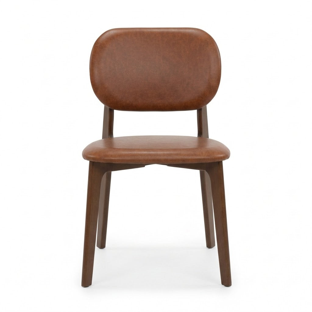 Kinsey Modern Brown Vegan Leather Dining Chairs | Set of 2 | MidinMod