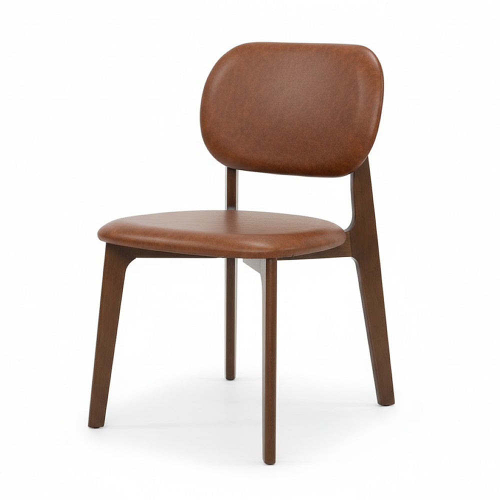 Kinsey Modern Brown Vegan Leather Dining Chairs | Solid Wood Set