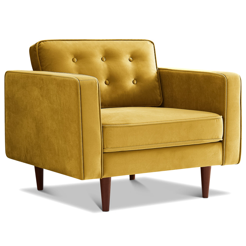 Kirby Gold Velvet Armchair | Mid-Century Modern Living Room Lounge Chair | MidinMod