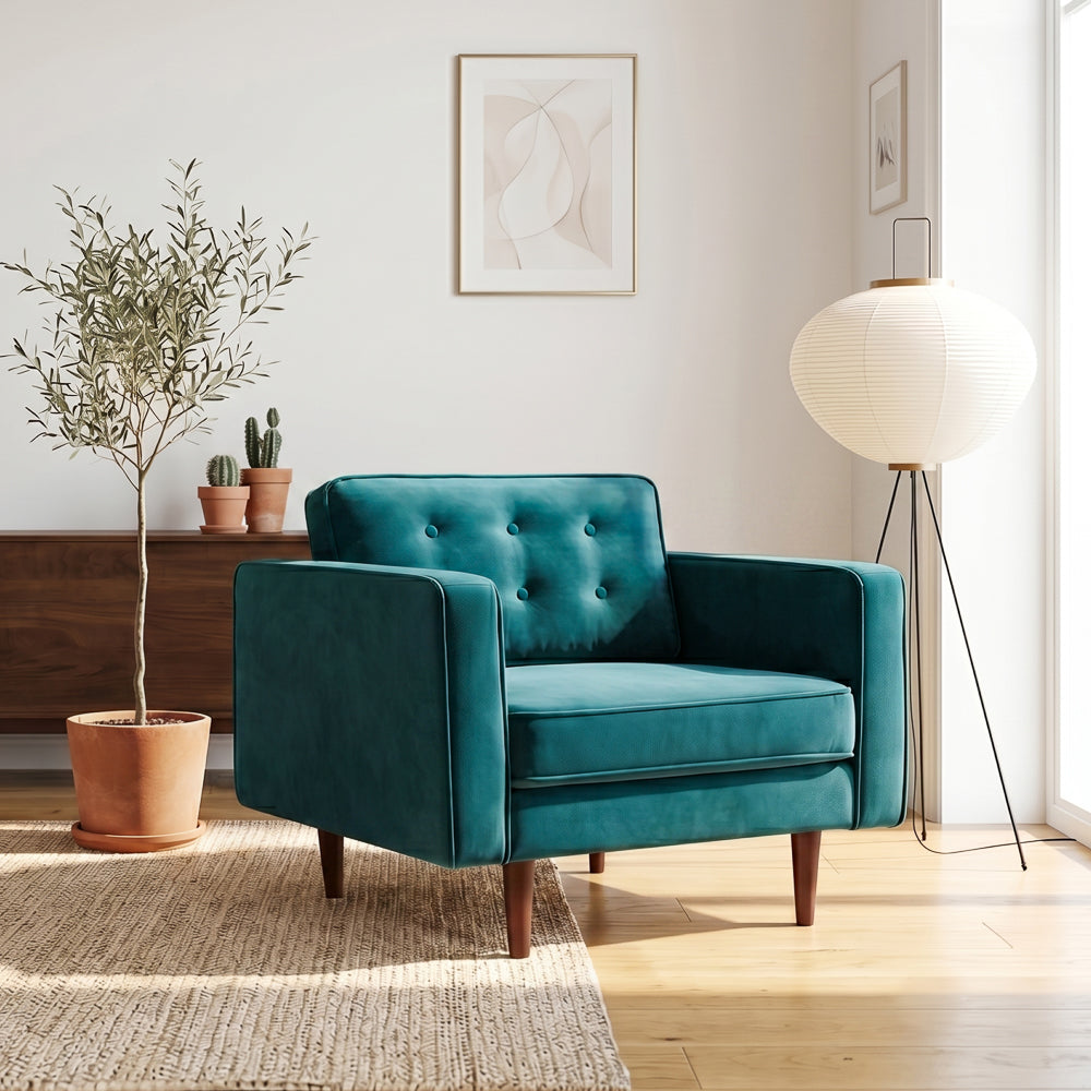 Kirby Teal Velvet Arm Chair