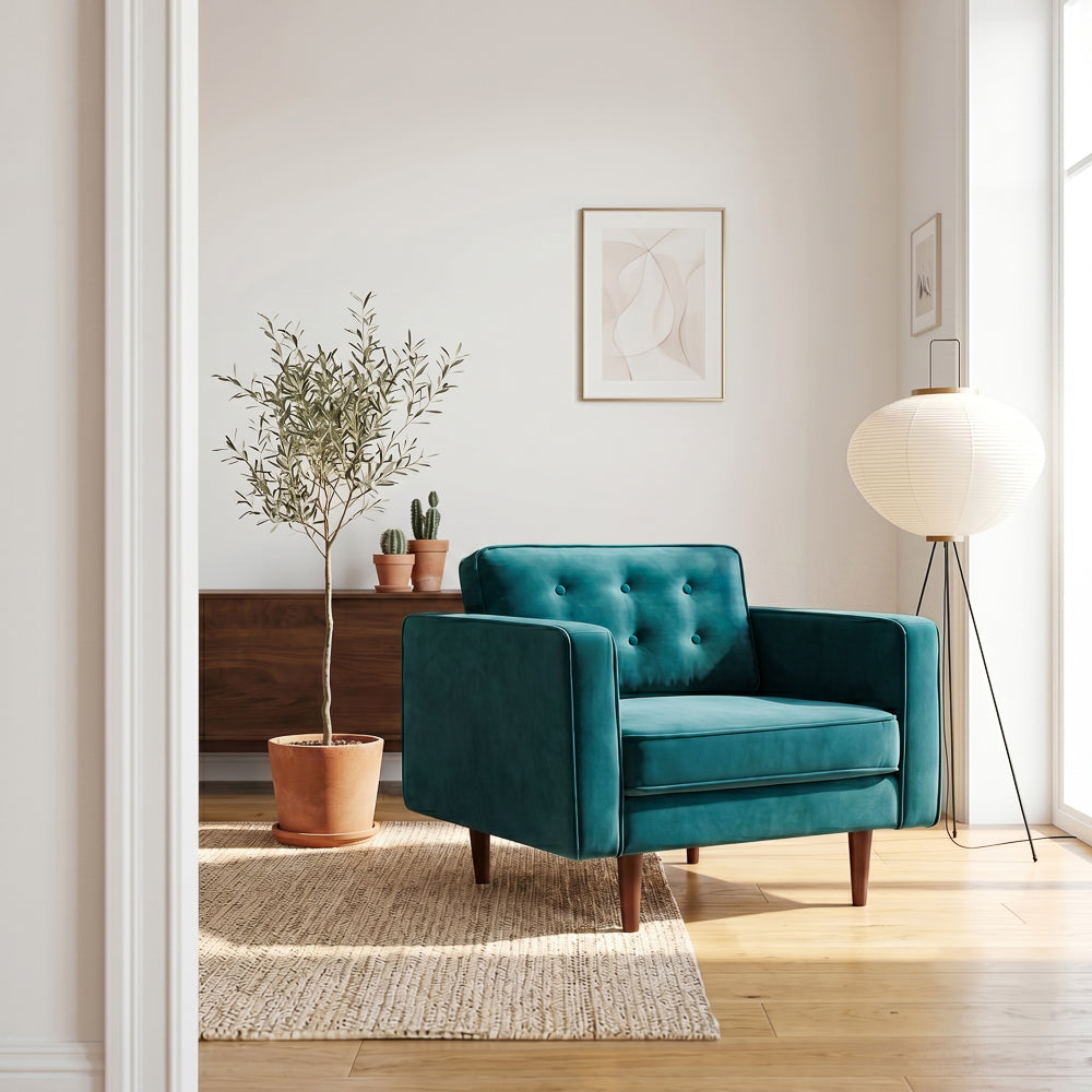 Kirby Teal Velvet Arm Chair