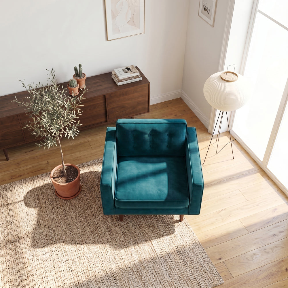 Kirby Teal Velvet Arm Chair