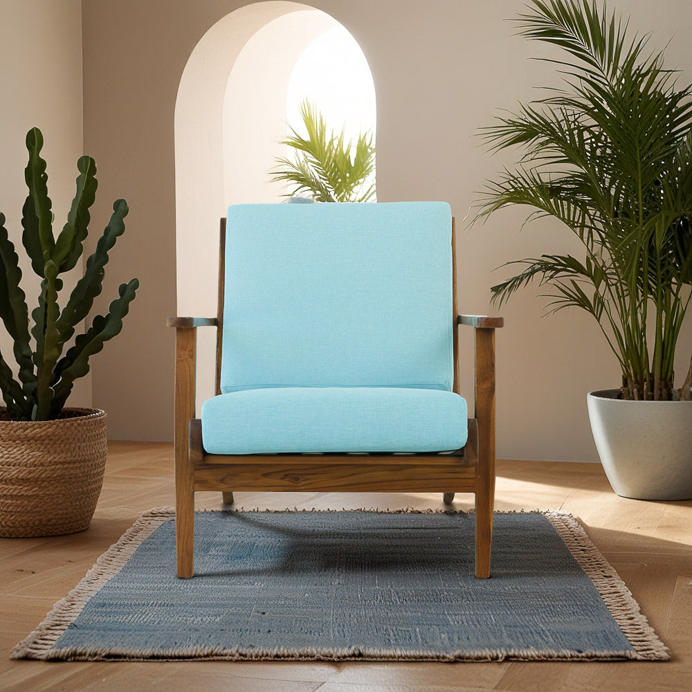 Kyle Sky Blue Linen Lounge Chair - MidinMod