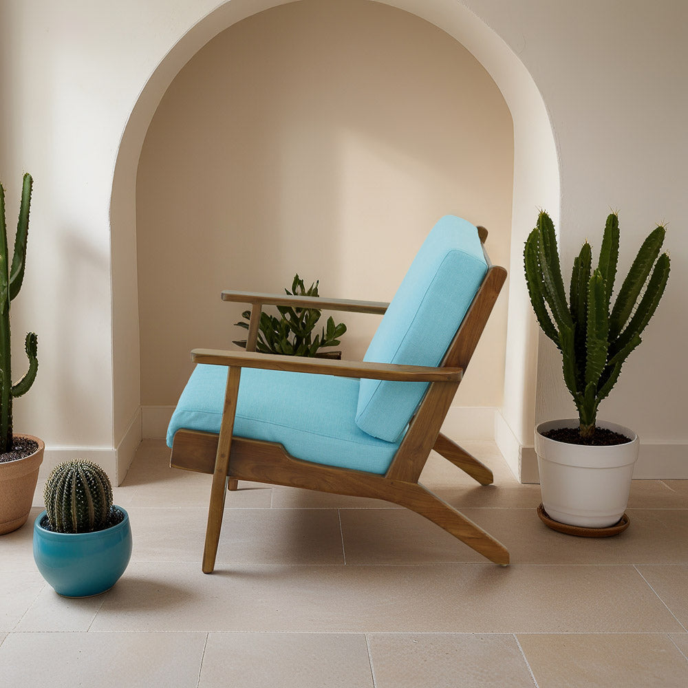 Kyle Sky Blue Linen Lounge Chair - MidinMod