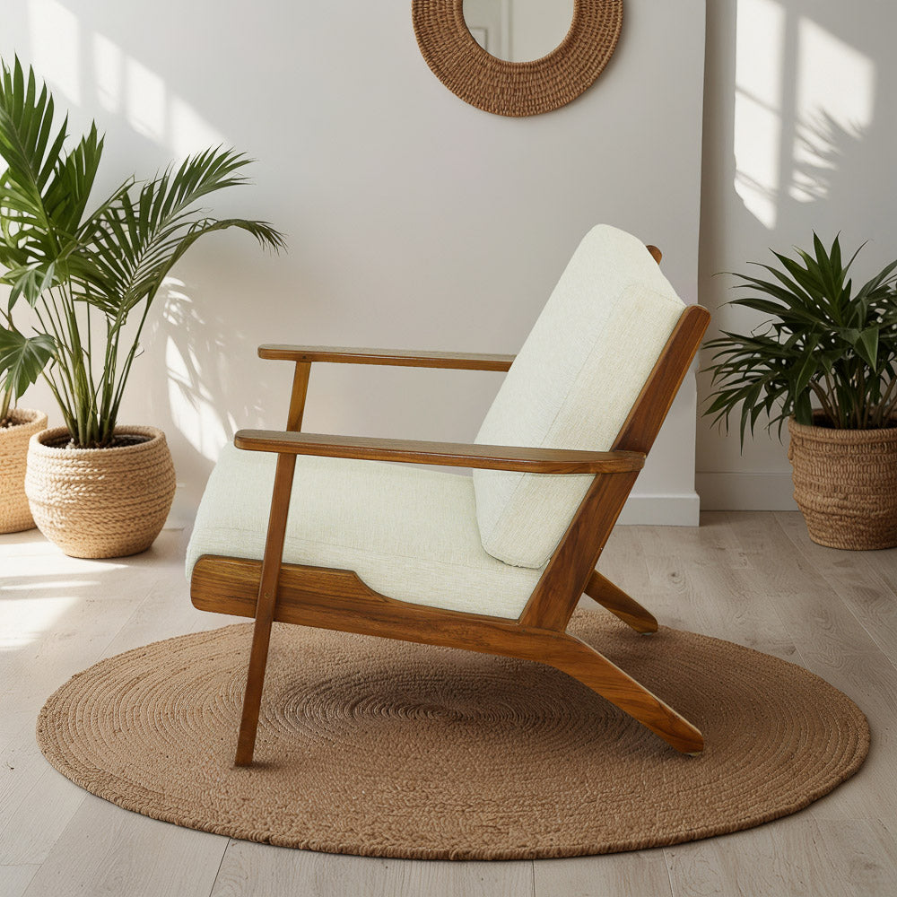 Kyle CreamLinen Lounge Chair - MidinMod
