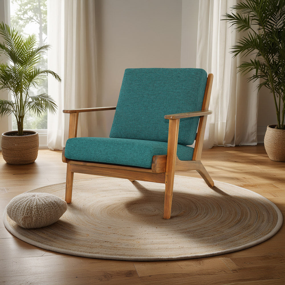 Kyle Teal Linen Lounge Chair - MidinMod