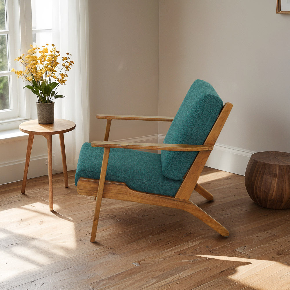 Kyle Teal Linen Lounge Chair - MidinMod