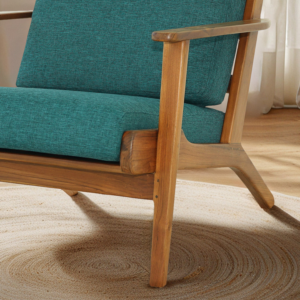 Kyle Teal Linen Lounge Chair - MidinMod